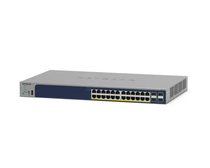 Netgear | 24 Port Gigabit Ethernet PoE+ Smart Switch w/ optional Remote/Cloud Management and 4 SFP Ports (380W) (GS728TPP-300NES)