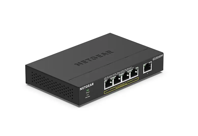 Netgear | 5-Port Gigabit Ethernet SOHO Unmanaged Switch with 4-Ports PoE+ (83W) (GS305PP)