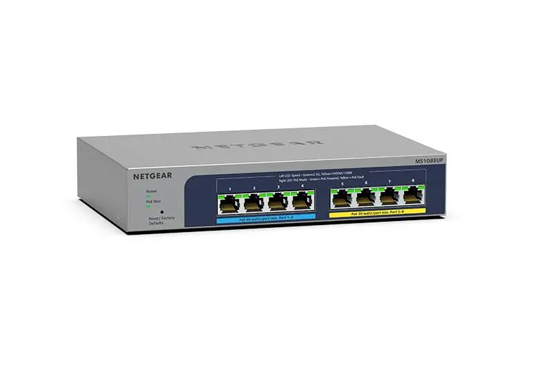 Netgear | 8-port Multi-Gigabit (2.5G) Ethernet Ultra 60 PoE++ Easy Smart Managed Switch (MS108EUP)
