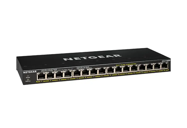 Netgear | 16-Port Gigabit Ethernet Unmanaged PoE+ Essentials Switch (115W) (GS316P)