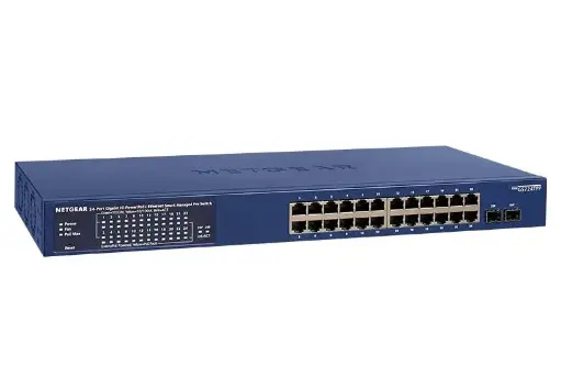Netgear | 24-Port Gigabit Ethernet PoE+ Smart Switch w/ optional Remote/Cloud Management and 2 SFP Ports (380W) (GS724TPP)