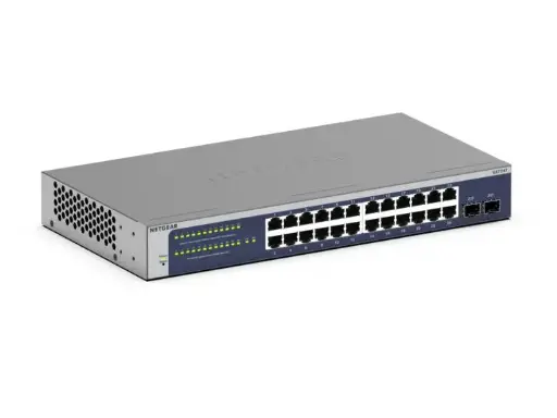 Netgear | 24-Port Gigabit Ethernet Smart Switch with 2 Dedicated SFP Ports (GS724T-600NES)