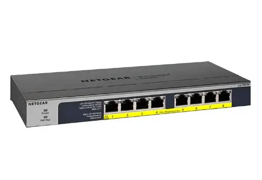 Netgear | 8-Port Gigabit Ethernet High-power PoE+ Unmanaged Switch with FlexPoE (123W) (GS108PP)