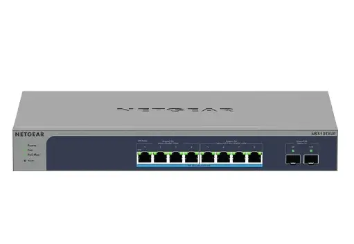 Netgear | 8-Port Multi-Gigabit/10G Ethernet Ultra60 PoE++ Smart Switch with 2 SFP+ Ports (MS510TXUP)